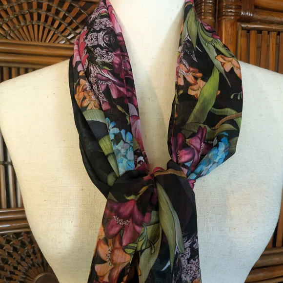 SLINKY BRAND Sheer Floral Scarf - EUC - Picture 10 of 12